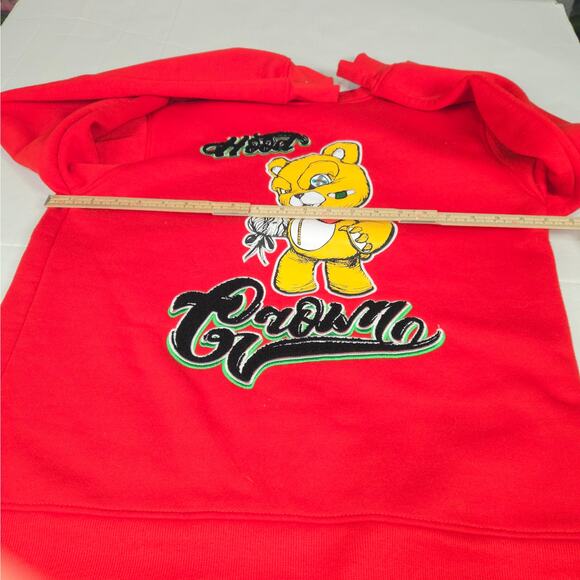Bleeker & Mercer Mens Medium Pullover Sweatshirt Red Hood Grown Bear Streetwear - Picture 9 of 11